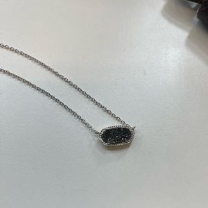 Kendra Scott Elisa Silver Pendant Necklace In Black Drusy